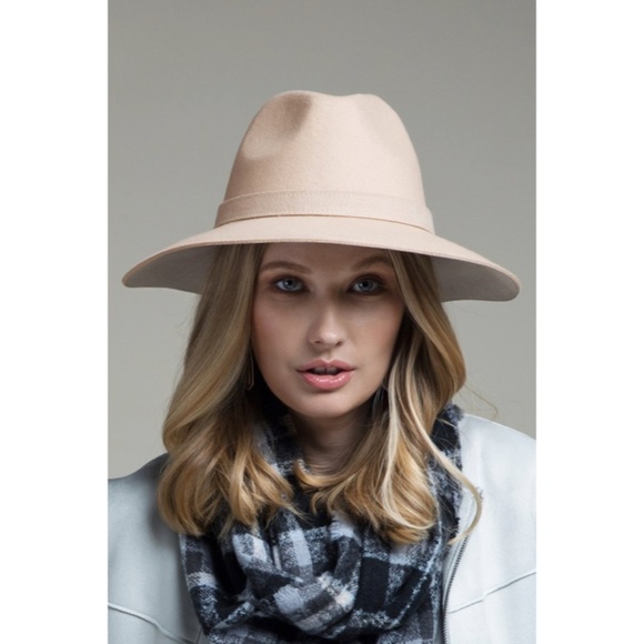 SOLD OUT Beige Simplistic Wool Wide Brim Panama Hat Casual Boho Women's - Picture 2 of 5